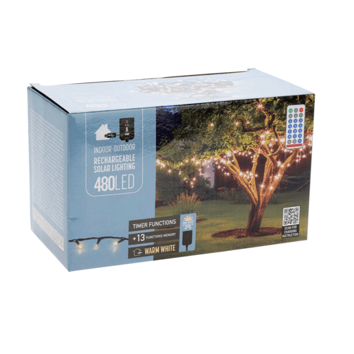 Luzes de corda LED Well Home 480 branco quente com controle remoto, 13 funções e temporizador