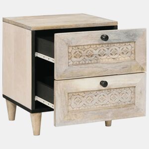 Mesa De Cabeceira - Mesinha De Cabeceira com gaveta Bege 40 x 33 x 46 cm