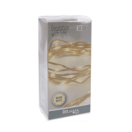 Guirlanda de 5 m Well Home com 50 luzes LED brancas quentes