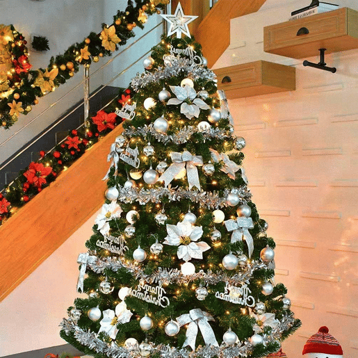 Well Home Conjunto de 60 bolas de Natal prateadas em vários tamanhos e acabamentos