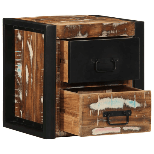 Mesa De Cabeceira - Mesinha De Cabeceira multicor 40x35x40cm madeira maciça recuperada Mesa De Cabeceira - Mesinha De Cabeceira multicor 40x35x40cm madeira maciça recuperada