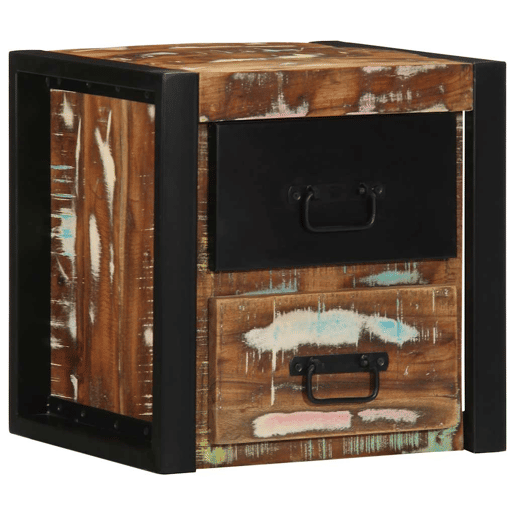 Mesa De Cabeceira - Mesinha De Cabeceira multicor 40x35x40cm madeira maciça recuperada Mesa De Cabeceira - Mesinha De Cabeceira multicor 40x35x40cm madeira maciça recuperada