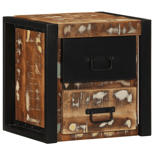 Mesa De Cabeceira - Mesinha De Cabeceira multicor 40x35x40cm madeira maciça recuperada Mesa De Cabeceira - Mesinha De Cabeceira multicor 40x35x40cm madeira maciça recuperada