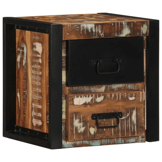 Mesa De Cabeceira - Mesinha De Cabeceira multicor 40x35x40cm madeira maciça recuperada Mesa De Cabeceira - Mesinha De Cabeceira multicor 40x35x40cm madeira maciça recuperada