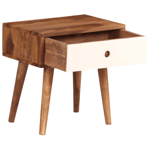 Mesa De Cabeceira - Mesinha De Cabeceira em madeira de acácia maciça 45x30x45 cm