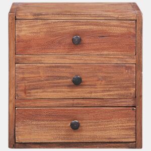 Mesa De Cabeceira Mesinha De Cabeceira - 3 gavetas 35x25x35 cm madeira de mogno maciça