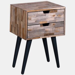 Mesa De Cabeceira - Mesinha De Cabeceira com 2 gavetas, madeira reciclada maciça