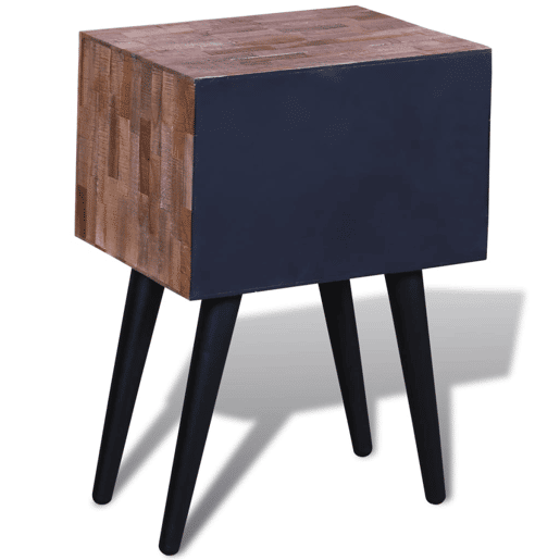 Mesa De Cabeceira - Mesinha De Cabeceira com 2 gavetas, madeira reciclada maciça