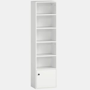 HOMCOM Estante de 6 Níveis Estante para Livros com Prateleiras Ajustáveis e Armário Estante Moderna para Sala de Estar Quarto Estúdio Escritório 40x30x156 cm Branco