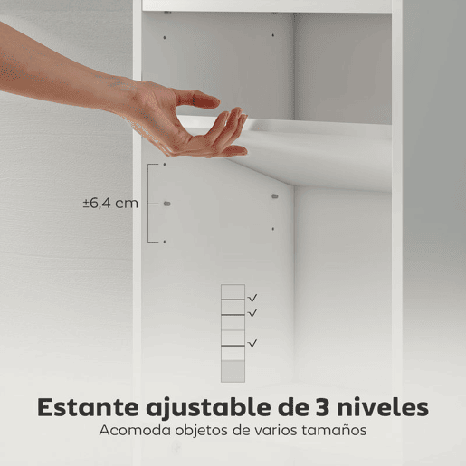 HOMCOM Estante de 6 Níveis Estante para Livros com Prateleiras Ajustáveis e Armário Estante Moderna para Sala de Estar Quarto Estúdio Escritório 40x30x156 cm Branco