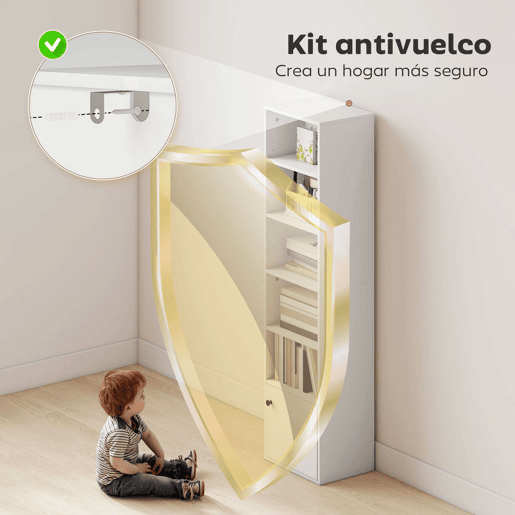 HOMCOM Estante de 6 Níveis Estante para Livros com Prateleiras Ajustáveis e Armário Estante Moderna para Sala de Estar Quarto Estúdio Escritório 40x30x156 cm Branco