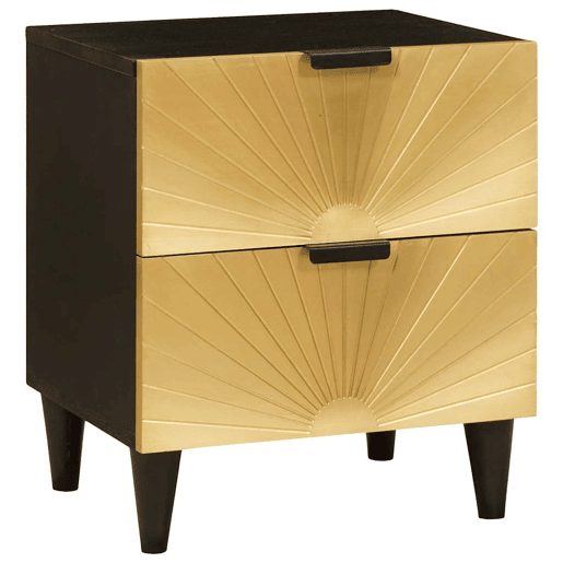 Lote de 2 Mesa De Cabeceira Mesinha De Cabeceira - Preto e Ouro 40 x 33.5 x 46 cm