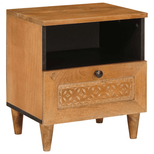 Mesa De Cabeceira - Mesinha De Cabeceira com gaveta Castanho-claro 40 x 33 x 46 cm