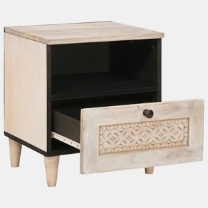 Mesa De Cabeceira - Mesinha De Cabeceira com gaveta Bege 40 x 33 x 46 cm