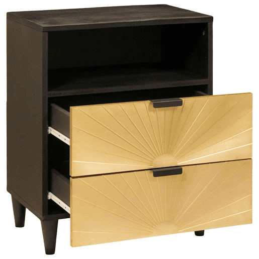 Mesa De Cabeceira - Mesinha De Cabeceira com gaveta Preto e Ouro 50 x 33 x 60 cm