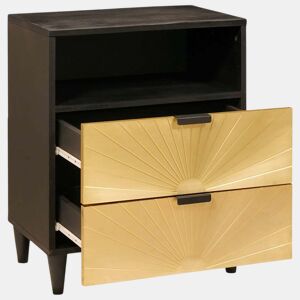Mesa De Cabeceira - Mesinha De Cabeceira com gaveta Preto e Ouro 50 x 33 x 60 cm