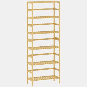 HOMCOM Estante de Bambu de 6 Níveis Estante de Armazenamento Prateleiras Ajustáveis Estante Estreita para Espaços Pequenos Casa de Banho Sala de Estar e Cozinha 60x26x161 cm Madeira