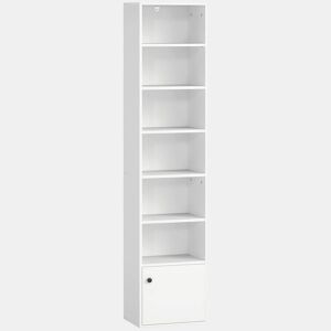 HOMCOM Estante de 7 Níveis Estante para Livros com Prateleiras Ajustáveis e Armário Estante Moderna para Sala de Estar Quarto Estúdio Escritório 40x30x180 cm Branco
