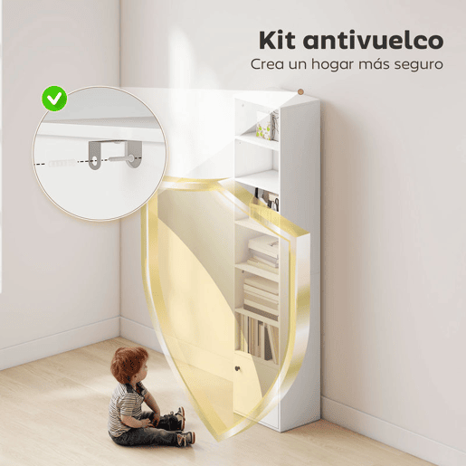 HOMCOM Estante de 7 Níveis Estante para Livros com Prateleiras Ajustáveis e Armário Estante Moderna para Sala de Estar Quarto Estúdio Escritório 40x30x180 cm Branco