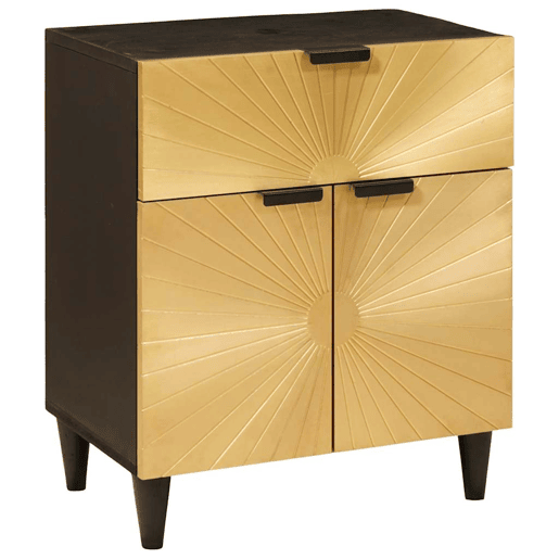 Mesa De Cabeceira - Mesinha De Cabeceira com gaveta Preto e Ouro 50 x 33 x 60 cm