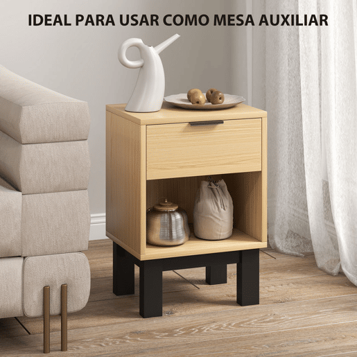 HOMCOM Conjunto de 2 Mesas de Cabeceira Estreitas Mesas de Cabeceira Modernas com Gaveta e Prateleira Aberta para Quarto Sala 35x26x50 cm Carvalho