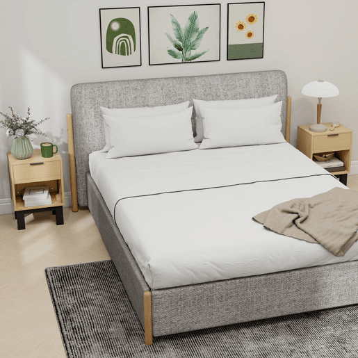 HOMCOM Conjunto de 2 Mesas de Cabeceira Estreitas Mesas de Cabeceira Modernas com Gaveta e Prateleira Aberta para Quarto Sala 35x26x50 cm Carvalho