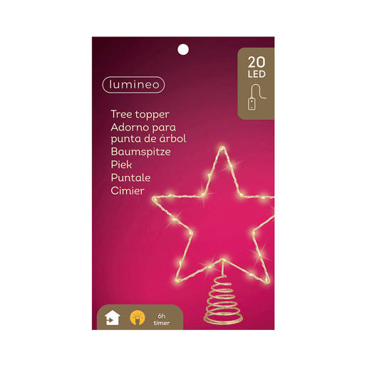 Estrela de Natal Lumineo Dourado Metal 27 x 22 x 5 cm