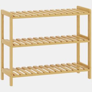 HOMCOM Sapateira de Madeira Estante para Sapatos de 3 Níveis para até 9 Pares de Sapatos para Entrada Corredor Dormitório 70x26x57,5cm Madeira