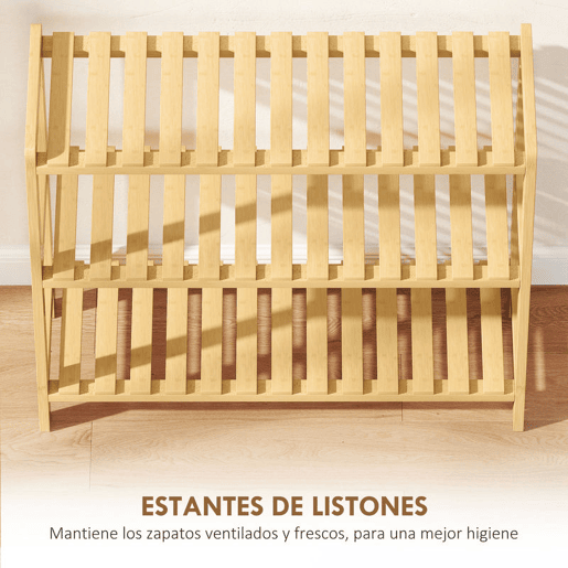 HOMCOM Sapateira de Madeira Estante para Sapatos de 3 Níveis para até 9 Pares de Sapatos para Entrada Corredor Dormitório 70x26x57,5cm Madeira
