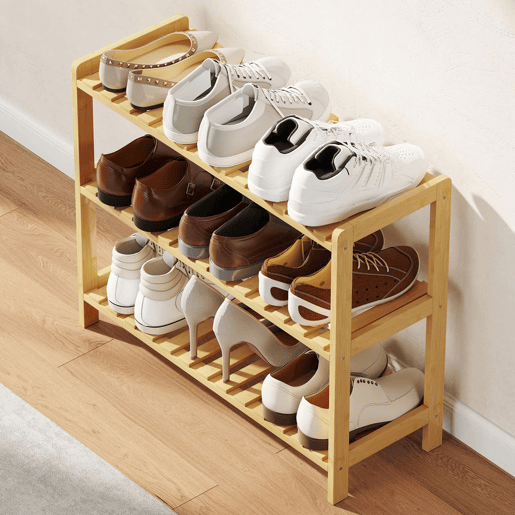 HOMCOM Sapateira de Madeira Estante para Sapatos de 3 Níveis para até 9 Pares de Sapatos para Entrada Corredor Dormitório 70x26x57,5cm Madeira