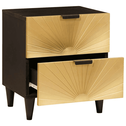 Mesa De Cabeceira - Mesinha De Cabeceira com gaveta Preto e Ouro 40 x 33.5 x 46 cm