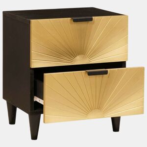 Mesa De Cabeceira - Mesinha De Cabeceira com gaveta Preto e Ouro 40 x 33.5 x 46 cm
