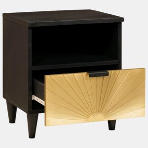 Mesa De Cabeceira - Mesinha De Cabeceira com gaveta Preto e Ouro 40 x 33 x 46 cm