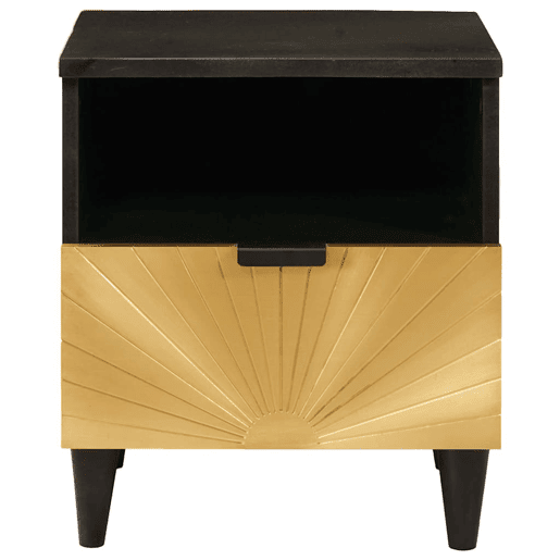 Mesa De Cabeceira - Mesinha De Cabeceira com gaveta Preto e Ouro 40 x 33 x 46 cm