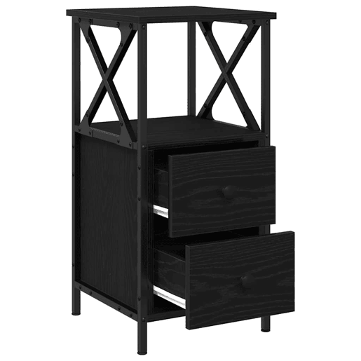 Lote de 2 Mesa De Cabeceira - Mesinha De Cabeceira Carvalho preto 34 x 35,5 x 70 cm