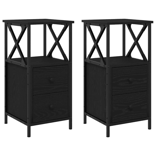 Lote de 2 Mesa De Cabeceira - Mesinha De Cabeceira Carvalho preto 34 x 35,5 x 70 cm