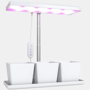 Outsunny Luz de Crescimento com 30 LED de Espectro Completo Ajustável em Altura com Temporizador Automático 8121624H 5 Níveis de Brilho e 3 Vasos para Estufa Jardim 31,8x13,4x18,6-35,6 cm Branco