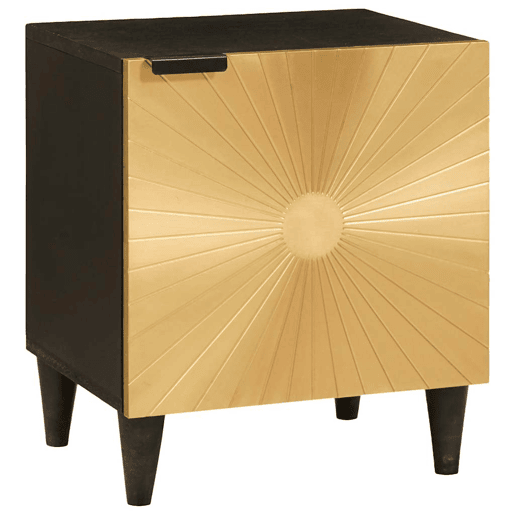 Lote de 2 Mesa De Cabeceira Mesinha De Cabeceira - Preto e Ouro 40 x 33.5 x 46 cm