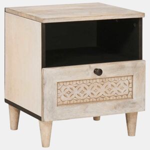Lote de 2 Mesa De Cabeceira - Mesinha De Cabeceira com gaveta Bege 40 x 33 x 46 cm