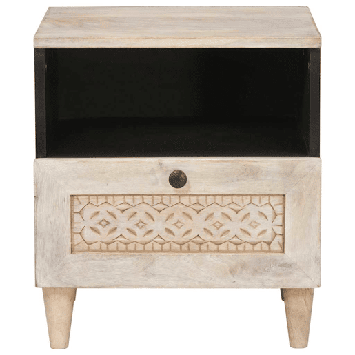 Lote de 2 Mesa De Cabeceira - Mesinha De Cabeceira com gaveta Bege 40 x 33 x 46 cm