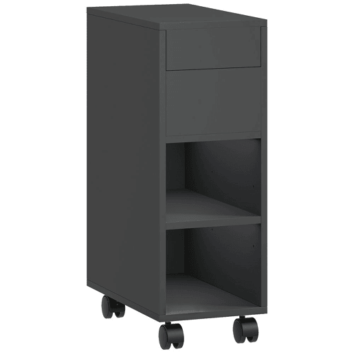 HOMCOM Mesa Auxiliar com Bancada Deslizante e Rodas Mesa Auxiliar com Armazenamento Oculto e Prateleira Ajustável para Sala de Estar Quarto 45x25x70 cm Preto