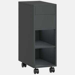 HOMCOM Mesa Auxiliar com Bancada Deslizante e Rodas Mesa Auxiliar com Armazenamento Oculto e Prateleira Ajustável para Sala de Estar Quarto 45x25x70 cm Preto