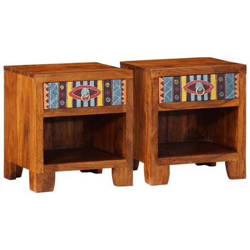 Lote de 2 Mesas De Cabeceira Mesinhas De Cabeceira - 40x35x45 cm madeira maciça acácia