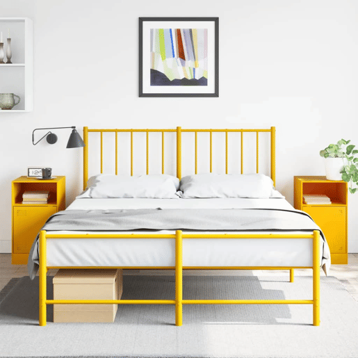 Lote de 2 Mesas De Cabeceira - Mesinhas De Cabeceira 34,5x39x62 cm aço amarelo mostarda