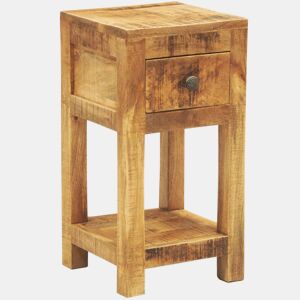Mesa De Cabeceira - Mesinha De Cabeceira com 1 gaveta, madeira de mangueira maciça
