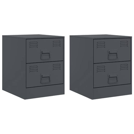 Lote de 2 Mesas De Cabeceira - Mesinhas De Cabeceira 34,5x39x44 cm aço antracite