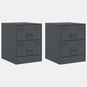 Lote de 2 Mesas De Cabeceira - Mesinhas De Cabeceira 34,5x39x44 cm aço antracite