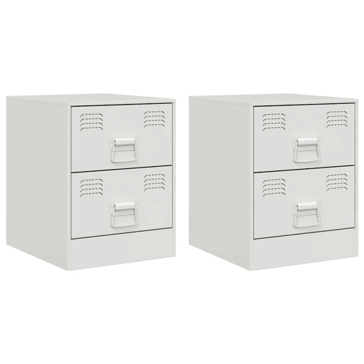 Lote de 2 Mesas De Cabeceira - Mesinhas De Cabeceira 34,5x39x44 cm aço branco