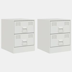 Lote de 2 Mesas De Cabeceira - Mesinhas De Cabeceira 34,5x39x44 cm aço branco