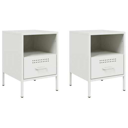 Lote de 2 Mesas De Cabeceira - Mesinhas De Cabeceira 36x39x50,5 cm aço branco